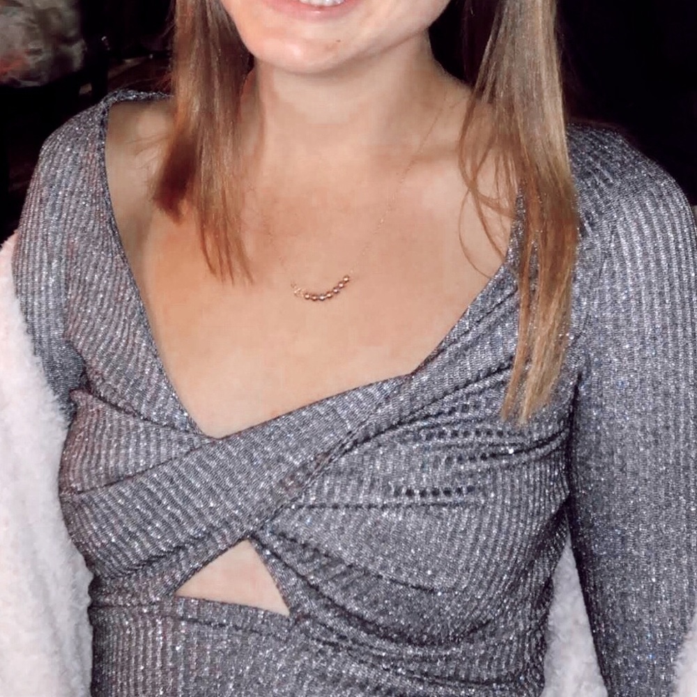 Adika Long Sleeve Sparkly Front Twist Ribbed Top